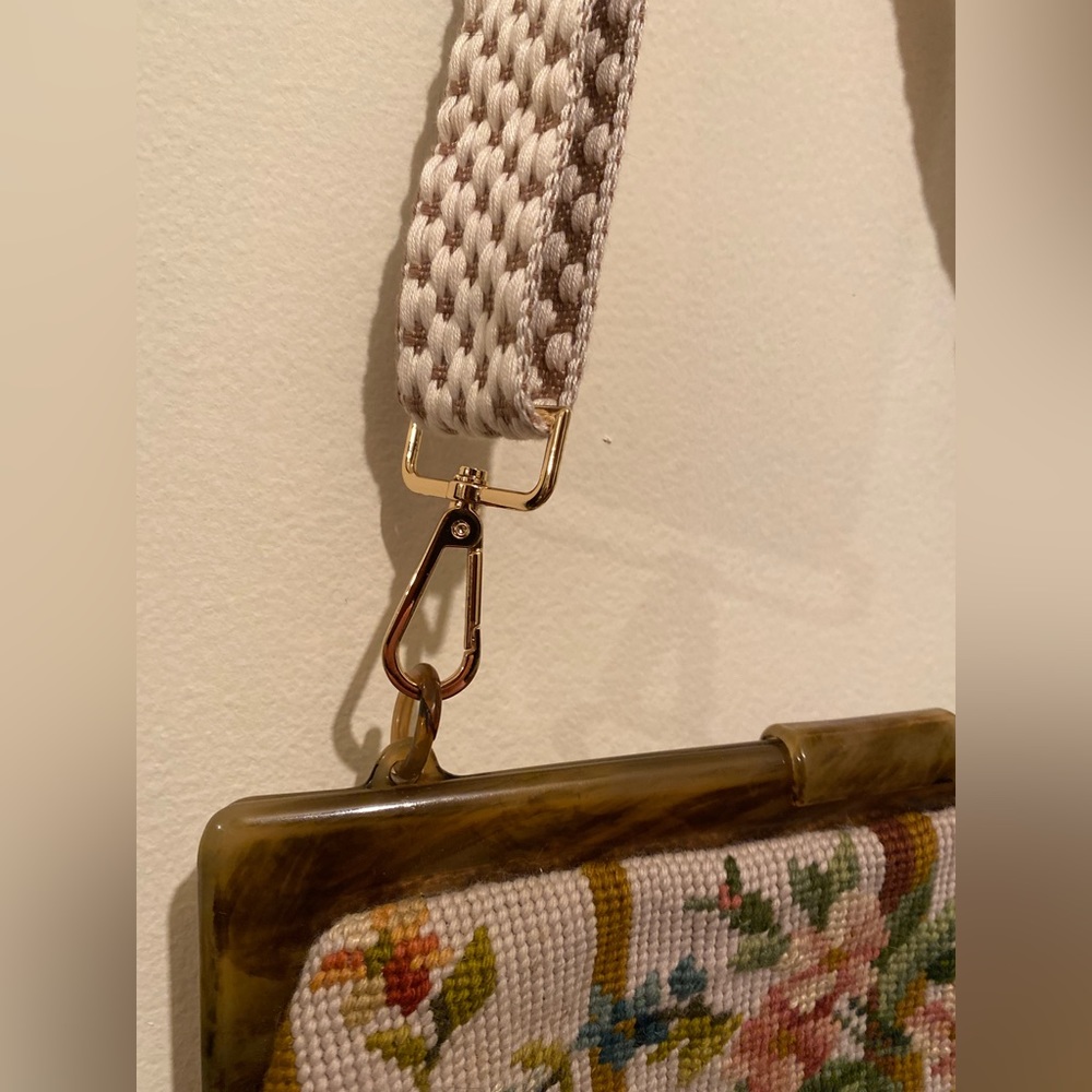 Vintage Needlepoint Floral Purse - Picture 3 of 5